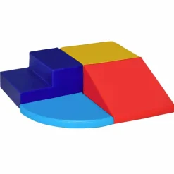 Bausteinset, dunkelblau/gelb/rosa/himmelblau, Kunstleder/EPE