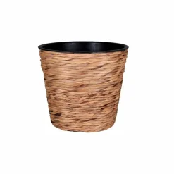 Übertopf, 21 x 19 cm , Kunststoff/Wasserhyazinthe, natur, rund