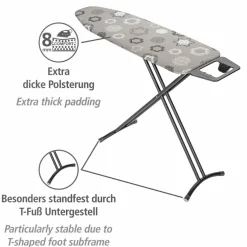 Bügeltisch, BxL: 38 x 120 cm, schwarz