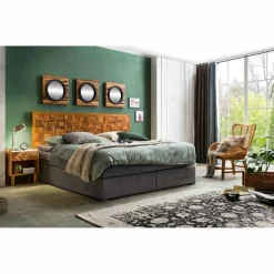 Boxspringbett »This&That«, BxL: 220 x 205 cm, Stoff/Teakholz