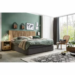 Boxspringbett »This&That«, BxL: 220 x 205 cm, Stoff/Teakholz