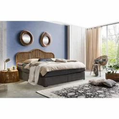 Boxspringbett »This&That«, BxL: 200 x 204 cm, Stoff/Rattan