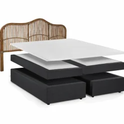 Boxspringbett »This&That«, BxL: 200 x 204 cm, Stoff/Rattan
