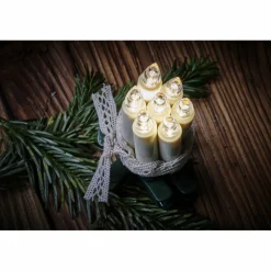 Christbaumkerzen Lumix Superlight Flame mini, Elfenbein, 12er