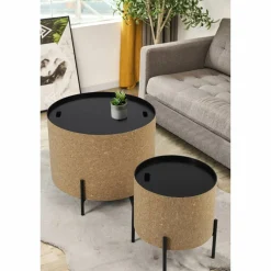 Couchtisch, natur/schwarz, BxT: 63 x 63 cm