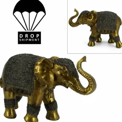 Dekofigur, Elefant, goldfarben/grau