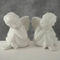 Dekofigur »ENGEL SITZEND«, BxH: 9 x 11 cm, Porzellan, weiß