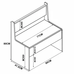 Eckbank, BxHxT: 80 x 80 x 42 cm