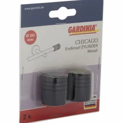 Endknopf, Chicago, Zylinder, 20 mm, 2 Stück, Schwarz