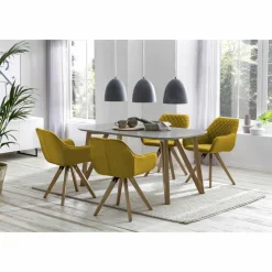 Essgruppe, Mitteldichte Faserplatte/Eichenholz/Textil, Anzahl Sitzplätze: 4