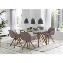 Essgruppe, Mitteldichte Faserplatte/Eichenholz/Textil, Anzahl Sitzplätze: 4