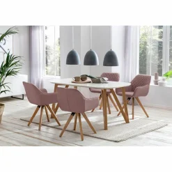 Essgruppe, Mitteldichte Faserplatte/Eichenholz/Textil, Anzahl Sitzplätze: 4