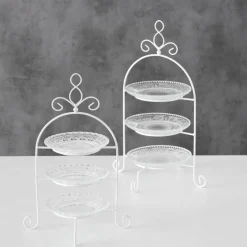 Etagere, Eisen/Glas, weiß