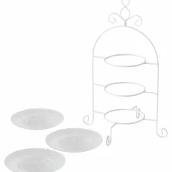 Etagere, Eisen/Glas, weiß