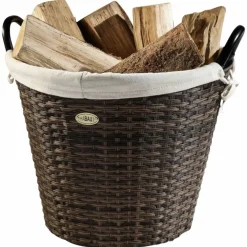 Feuerholzkorb, Braun | Beige, Rund, Durchmesser: 48 cm