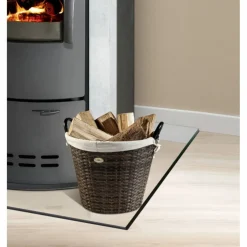 Feuerholzkorb, Braun | Beige, Rund, Durchmesser: 43 cm