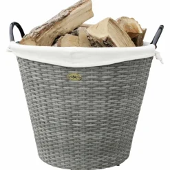 Feuerholzkorb, Grau | Beige, Rund, Durchmesser: 42 cm