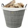 Feuerholzkorb, Grau | Beige, Rund, Durchmesser: 48 cm