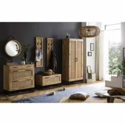 Garderobenpaneel »CANE«, mit 4 Haken, mangoholz/Rattan