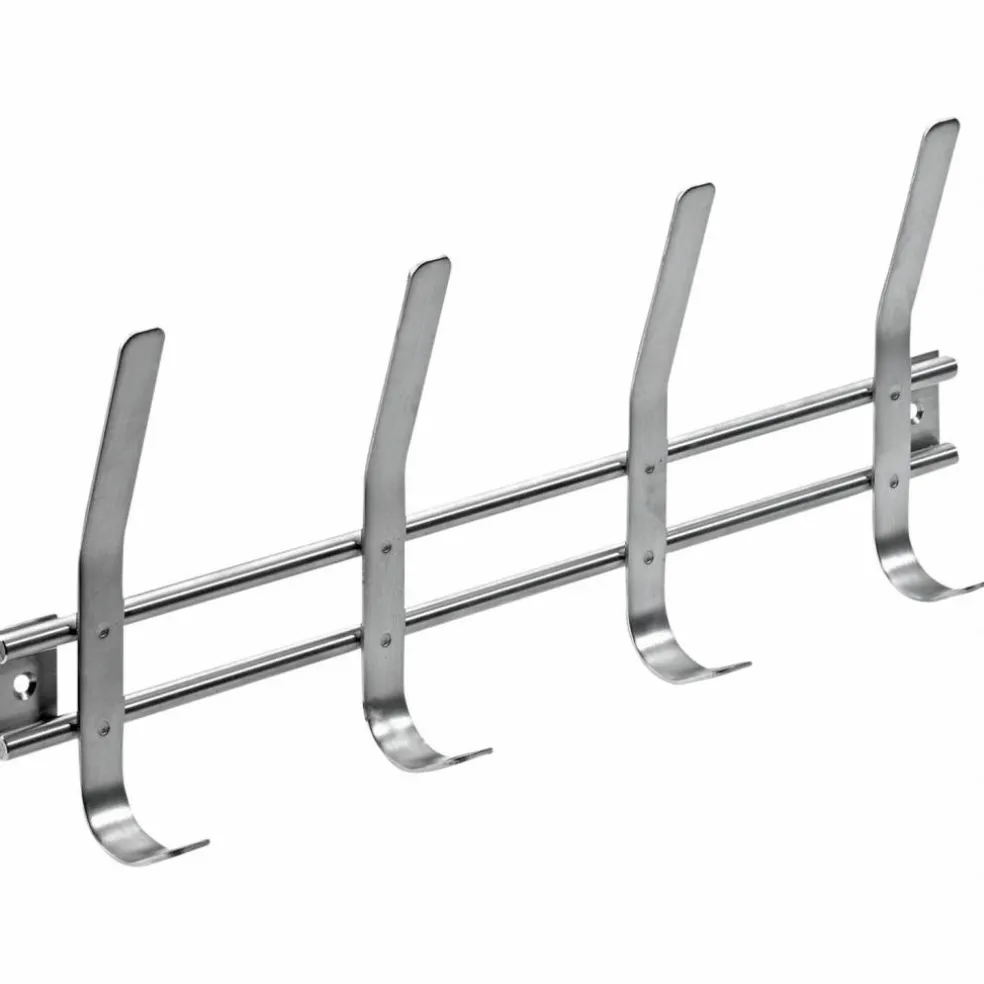 Garderobe, Silber, 4 Haken, Edelstahl, Silber, Edelstahl, 150 x 355 x 50 mm
