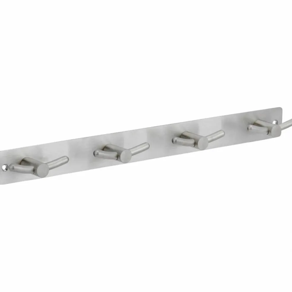 Garderobe, Silber, 4 Haken, Edelstahl, Silber, Edelstahl, 35 x 370 x 35 mm