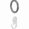 Gardinenring, mit Faltenlegehaken, Silber, 8 Stück, 12 mm