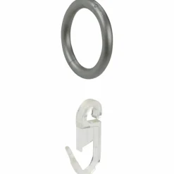 Gardinenring, mit Faltenlegehaken, Silber, 8 Stück, 12 mm