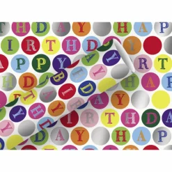 Geschenkpapier Happy Birthday Kreise, 1,5 m x 70 cm