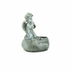 Grabschmuck, Trauerengel mit Kerzenhalter, grau