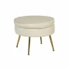 Hocker, Höhe: 41 cm, beige/goldfarben