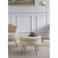 Hocker, Höhe: 41 cm, beige/goldfarben
