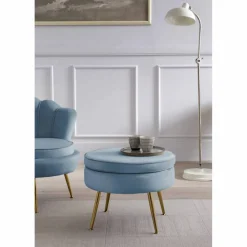 Hocker, Höhe: 41 cm, blau/goldfarben