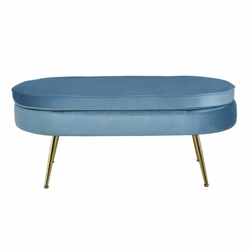 Hocker, Höhe: 40 cm, blau/goldfarben