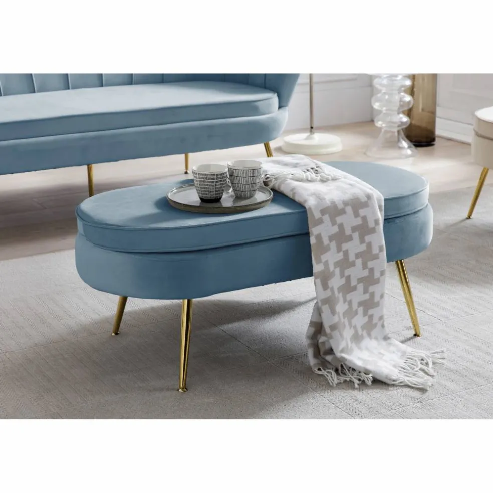 Hocker, Höhe: 40 cm, blau/goldfarben