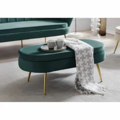 Hocker, Höhe: 40 cm, grün/goldfarben