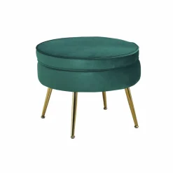 Hocker, Höhe: 41 cm, grün/goldfarben