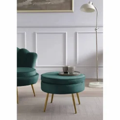 Hocker, Höhe: 41 cm, grün/goldfarben