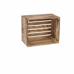 Holzkiste, BxHxL: 40 x 30 x 50 cm, braun-geflammt