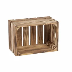 Holzkiste, BxHxL: 23 x 18 x 34 cm, braun-geflammt