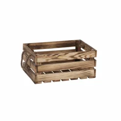 Holzkiste, BxHxL: 27 x 18 x 40 cm, braun-geflammt