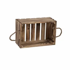 Holzkiste, BxHxL: 27 x 18 x 40 cm, braun-geflammt