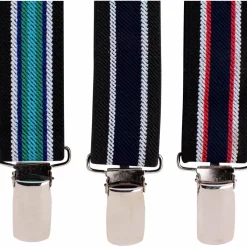 Hosenträger, schwarz/weiß/blau, Polyester/Elastodien