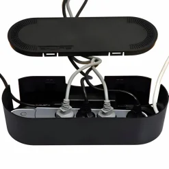 Kabelbox, groß, Schwarz, oval, 415 x 165 x 135 mm