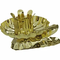 Kerzenhalter, rund, Höhe: 3 cm, goldfarben