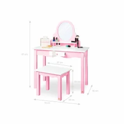 Kinder-Schminktisch, BxHxL: 70 x 97 x 40 cm, rosa/weiß