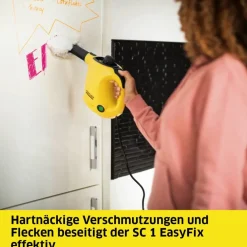 Kompakter 2-in-1-Dampfmopp SC 1 EasyFix, max. 3,0 bar, 1200 W Heizleistung, ca. 20 m² Flächenleistung
