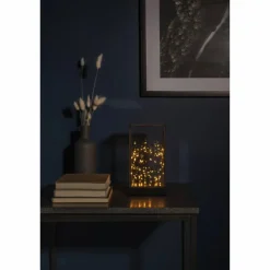 LED Glaslaterne, holz/metall, BxHxL: 11 x 20 x 11 cm, inkl. Leuchtmittel