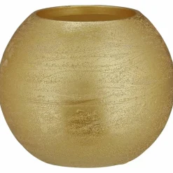LED-Kerze »Rustic«, Ø 12 cm, goldfarben, Timerfunktion, 3D-Flacker-Effekt, Timer