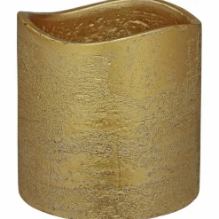 LED-Kerze »Rustic«, Ø 7,5 cm, goldfarben, Timerfunktion, 3D-Flacker-Effekt, Timer