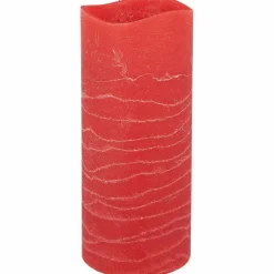 LED-Kerze »Rustic«, Ø 7,5 cm, rot, Timerfunktion, 3D-Flacker-Effekt, Timer
